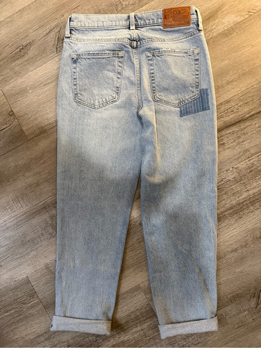 Mid Rise Straight Leg Patchwork Denim - Picture 3 of 7